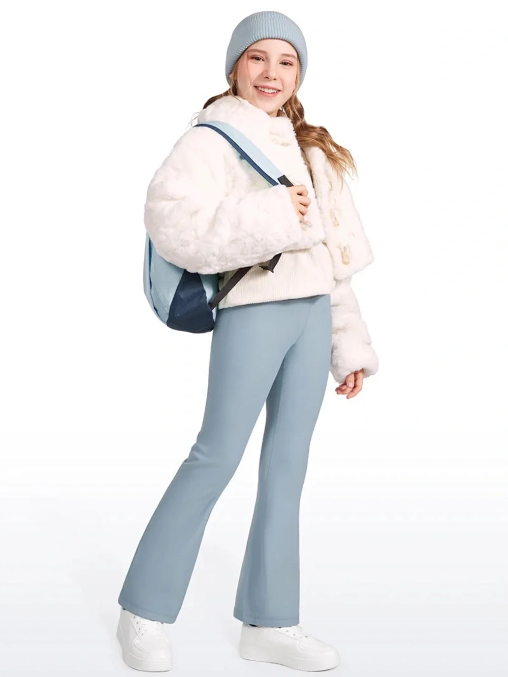 CRZ YOGA Thermal Fleece Lined Soft Girls Flare Leggings Bundle of 2- Sz L / 12yr